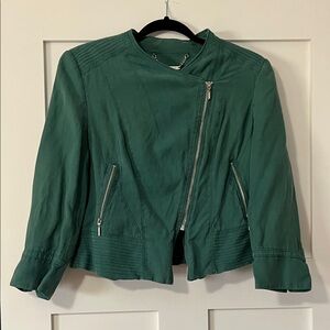 White House Black Market Green Moto Jacket
